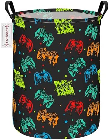 QUEENLALA Foldable Waterproof Round Fabric Laundry Basket Home by QUEENLALA