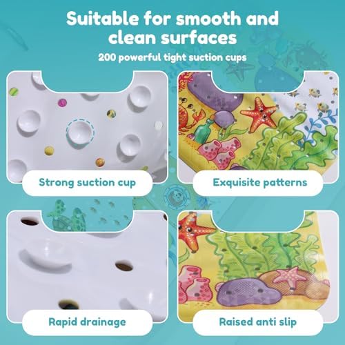 Baby Bath Mat 40x16in Cartoon Kids Bathtub Mat Non Slip - Image 3