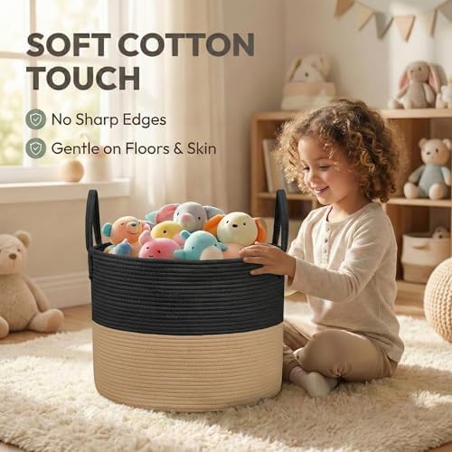 JMvicyroam 115L Extra Large Machine Washable Cotton Rope Blanket Basket - Image 4