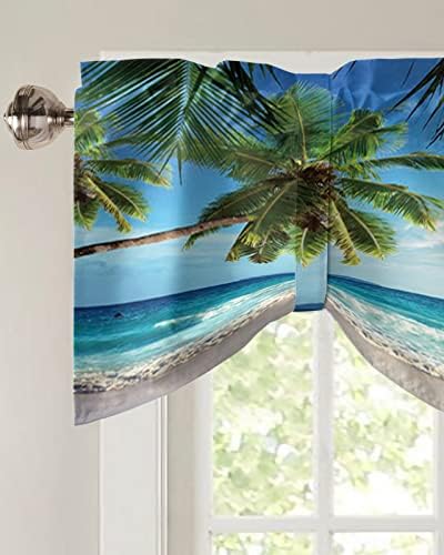 Vandarllin Palms Tree Ocean Blackout Tie Up Valance Curtains - Image 3