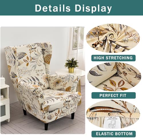 NILUOH Wingback Chair Covers 2-Piece, Armchair Slipcovers - Image 2