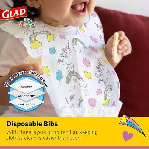 Glad for Kids Disposable Paper Bibs & Crumb Catcher, 30 Ct - Image 2