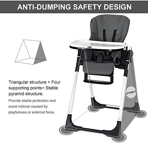 INFANS High Chair for Babies and Toddlers Reclining Seat Dark Grey - Image 3
