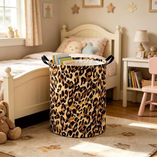 Kids Laundry Basket, Leopard pattern hamper, Nursery Hampers, Waterproof - Image 4