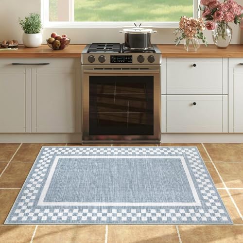 GarveeHome Small Washable Area Rug 2x3 Modern Checkered Entry Bedroom Rug by GarveeHome