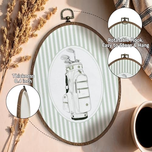 FLAWAFLOMA Vintage Golf Bag Nursery Oval Wall Art Decor, Kids Room Canvas Wall - Image 4