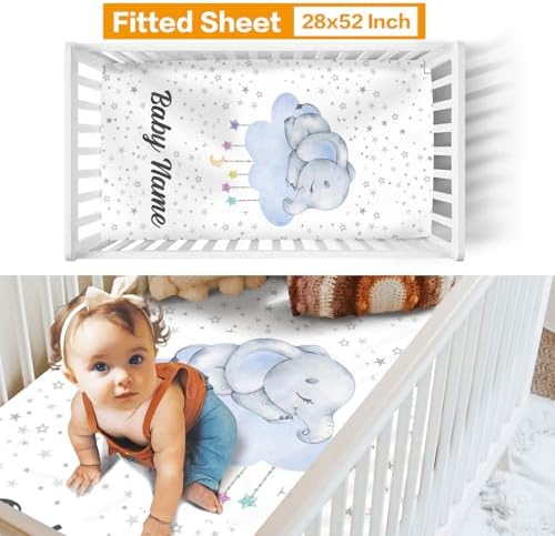 Custom Crib Bedding Set for Boys Girls Gift Elephant Design Color05 - Image 3