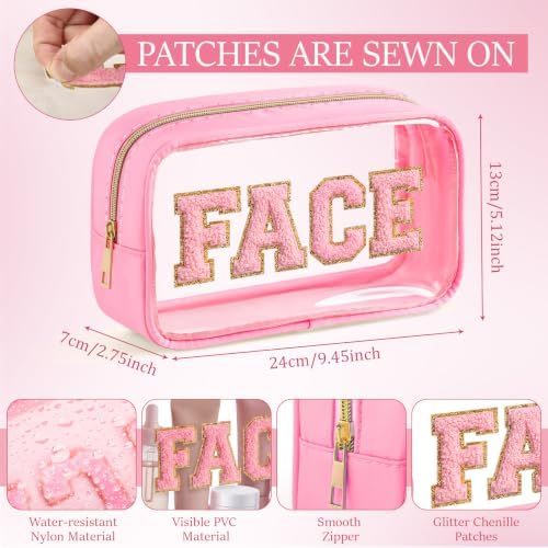 4 Pcs Beach Toiletry Bag Clear Chenille Letter Pouch Diaper Bag Organizer - Image 2