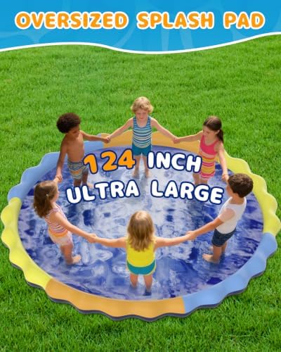 Instraella Splash Pad for Kids and Dogs, 124in Non-Slip Sprinkler Mat 0.5mm - Image 2