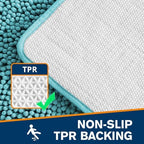 Chenille Bathroom Rug 24"x36" Aqua, Non-Slip Plush Bath Mat - Image 5