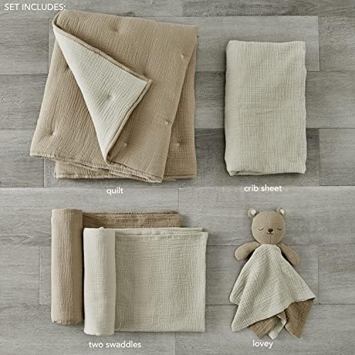 Levtex Baby - Cloud Muslin Crib Bed Set - Baby Nursery Set - Cacao and Beige - Image 2