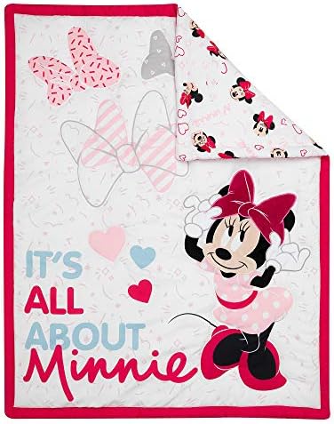 Lambs & Ivy Disney Baby Minnie Mouse Love 3-Piece Pink Nursery Crib Bedding Set - Image 3