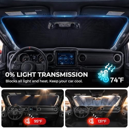 DooGooCoo Windshield Sun Shade for Jeep Wrangler & Gladiator 2011-2025 2026 - Image 5