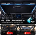 DooGooCoo Windshield Sun Shade for Jeep Wrangler & Gladiator 2011-2025 2026 - Image 5