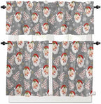 Grey Christmas Kitchen Curtains and Valances Set, Santa Claus Merry Christmas by VandarllinHomeKitchenDecor