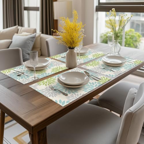 Artoid Mode Floral Vinyl Plastic Placemats Set of 6, 12x18 Inch Washable - Image 5