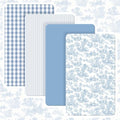 Peryiter 4 Pack Crib Sheets for Baby 52'' X 28" Blue Flower Crib Sheet by Peryiter