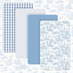 Peryiter 4 Pack Crib Sheets for Baby 52'' X 28" Blue Flower Crib Sheet by Peryiter
