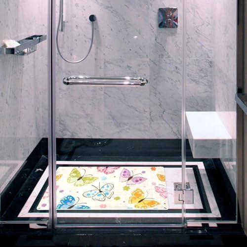 Shower Mat Non Slip 26.8 x 15.1 Inches, Colorful Butterfly Bathtub Mat Shower - Image 5