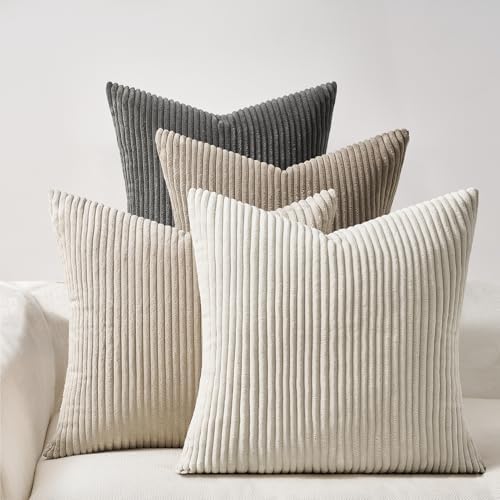 Topfinel 4 Packs Natural Decorative Throw Pillows Covers 22x22 Inch by Topfinel