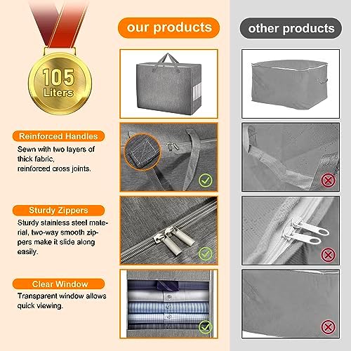 3 Pack 105L Comforter Storage Bags, Extra Large Blanket Storage Bags - Image 4