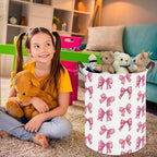 Bow laundry basket for girls, Nursery Hamper, Waterproof collapsible canvas - Image 2