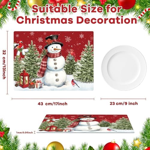 Winter Christmas Placemats Set of 6 Snowman Plastic Table Mat 17×13×0.04in - Image 2