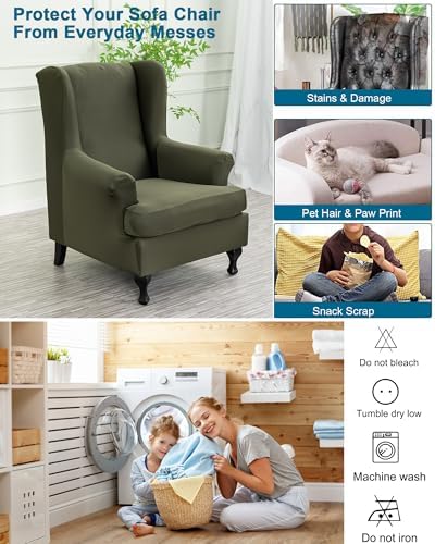 CRFATOP Wingback Chair Covers Wing Armchair Slipcovers - Image 4
