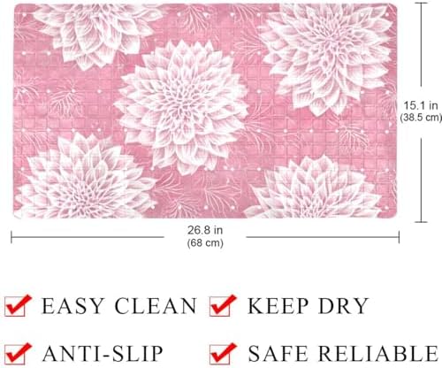 Shower Mat Non Slip 26.8 x 15.1 Inches, Abstract Floral Bathtub Mat Shower - Image 4