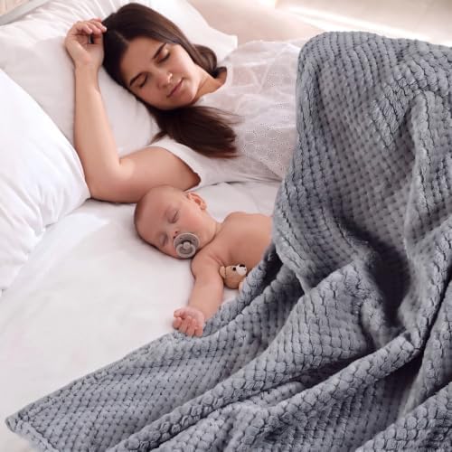 Reginary 4Pcs 30x40 Baby Blanket Fuzzy, Light Blue, Dark Gray - Image 3