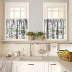 Woodland Animals Valance Curtains, Wild Animals Watercolor Forest Bear Deer Fox - Image 2