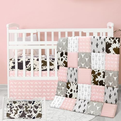 Hahafelt 3 Piece Patchwork Western Cowgirl Crib Bedding Set - Image 6