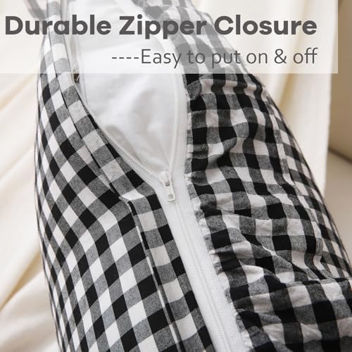 2 Pack Black White Gingham Ruffle Throw Pillow Covers 18''x18'' - Image 4
