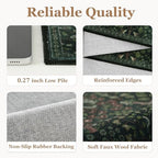 Woodland Dark Green 2x10 Long Hallway Runner Rug, Washable Non Slip Ultra Thin - Image 5