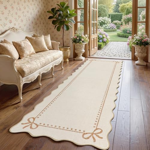 Garvee Scalloped Bow Runner Rug 2x6 Washable Kitchen Runner Rug Non-Slip by Garvee