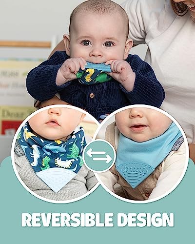 Cheeky Chompers Neckerchew Teething Bib, 2-in-1 Bandana Style Bib w/Food Grade - Image 3