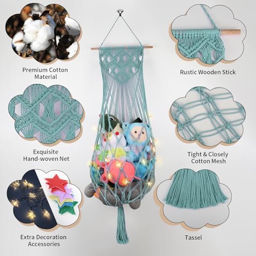 63 Inch Stuffed Animal Storage Hammock Corner, Stuffy Plushie Net - Image 3