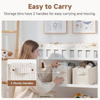 StorageWorks Narrow Storage Bins, Khaki and Beige Stripes - Image 5