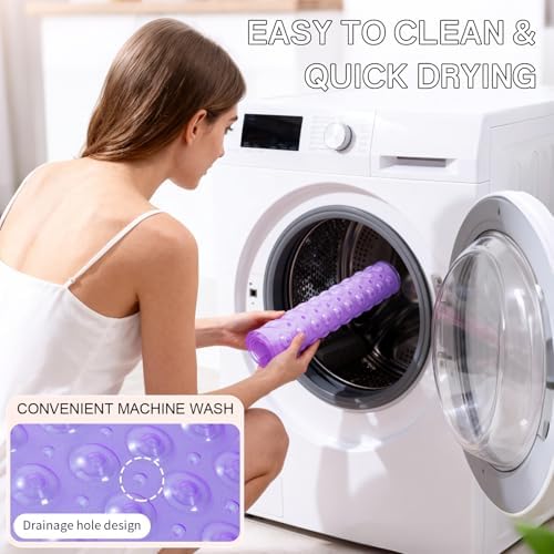 Anti-Slip Bathtub Shower Mat 28×15 Inch Clear Purple - Image 7