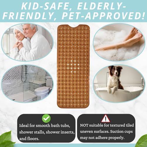 ENKOSI Non-Slip Bath Mat and Shower Mat 40x16 Extra Long - Image 5