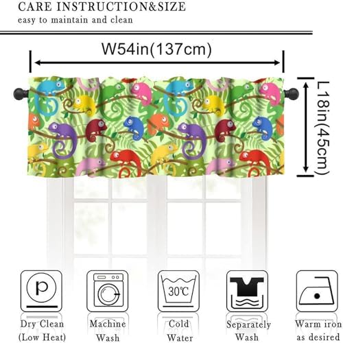 Cartoon Animal Valances Kids Curtains, Cute Colorful Chameleon Printed Rod - Image 2