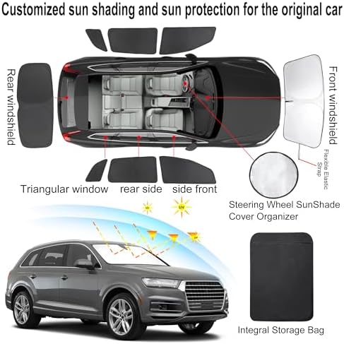 TINGLU Window Shades for Audi Q7 2007-2015 Accessories Car Side Full Windows - Image 3