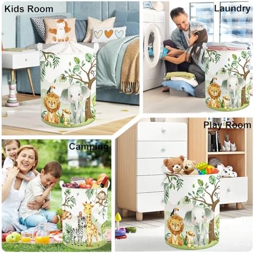 Forest Animals Laundry Hamper Woodland Tree Large Storage Basket Parents - Image 7