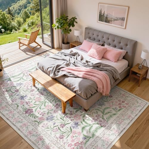 Lahome 9x12 Purple Rug, Boho Large Faux Wool Rugs - Image 3
