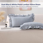2 Pack Dust Blue Gingham Lumbar Throw Pillow Shams 12''x20'' - Image 2