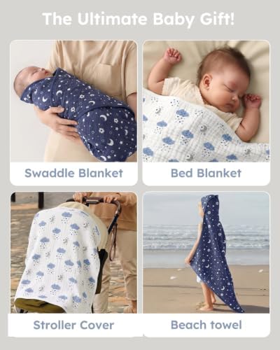 Yoofoss Hooded Baby Bath Towels 2 Pack 100% Muslin Organic Cotton - Image 5