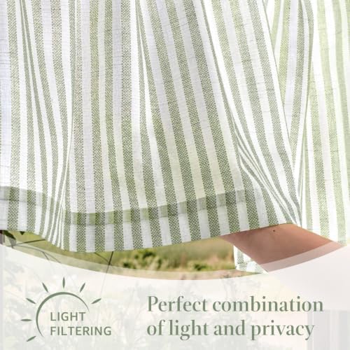 jinchan Linen Boxter Striped Kitchen Valances Sage Green 18 inch 2 Panels - Image 4