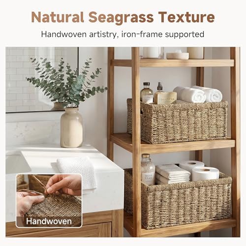 StorageWorks Wicker Storage Baskets, Natural Seagrass Storage Baskets - Image 5