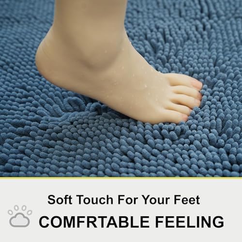 BOANKODU Bathroom Rugs 47x20, Extra Soft Absorbent Chenille Bath Rugs, PVC - Image 3