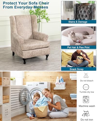 CRFATOP Wingback Chair Covers Stretch Armchair Slipcovers - Image 5